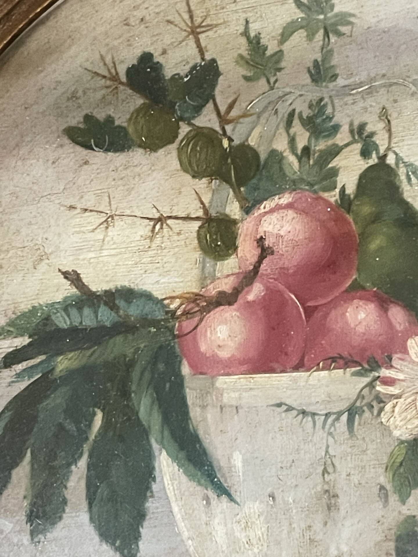 Paire de tableaux, natures mortes fruits et fleurs