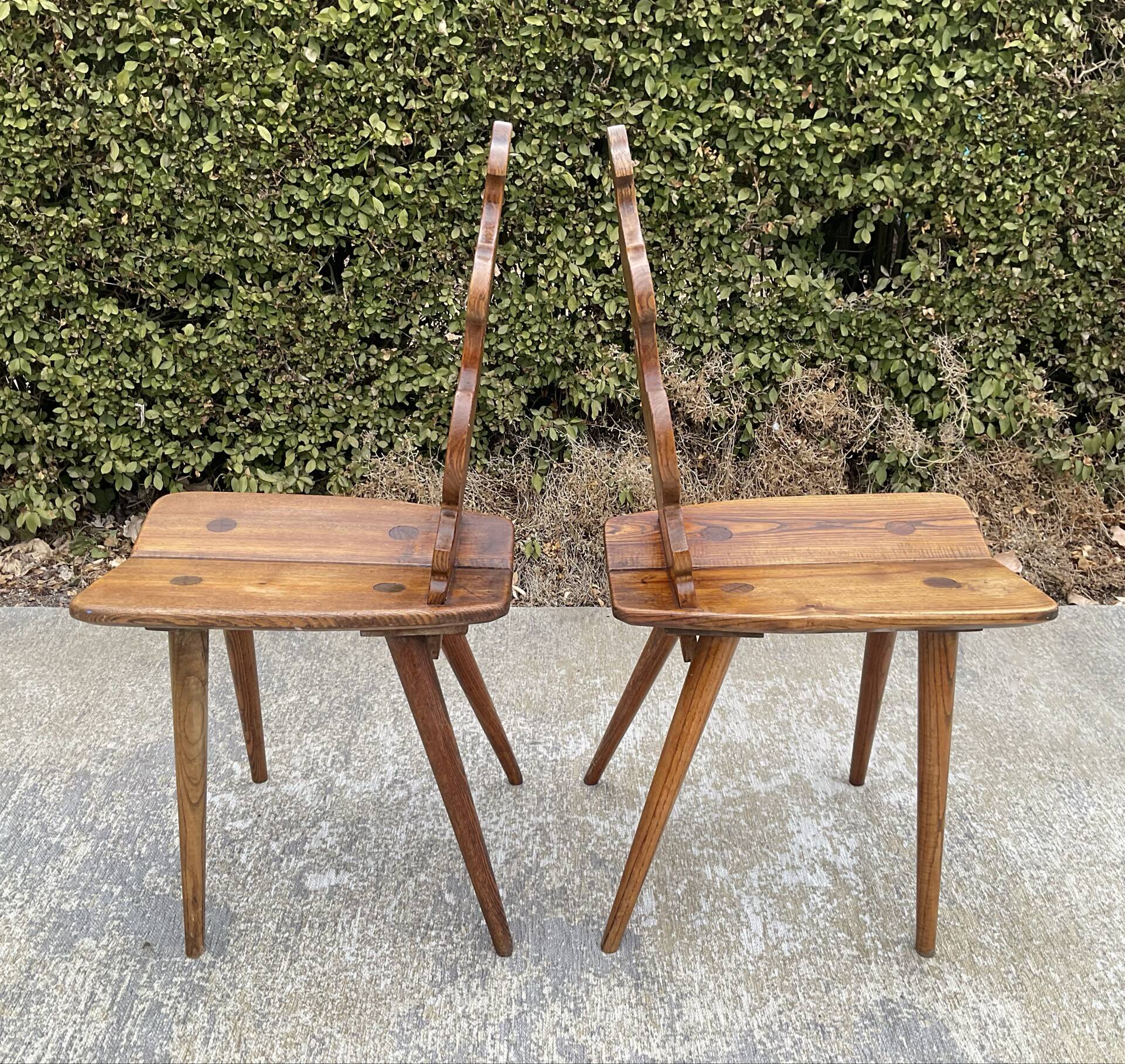 Pair of vintage Tyrolean chairs in solid wood