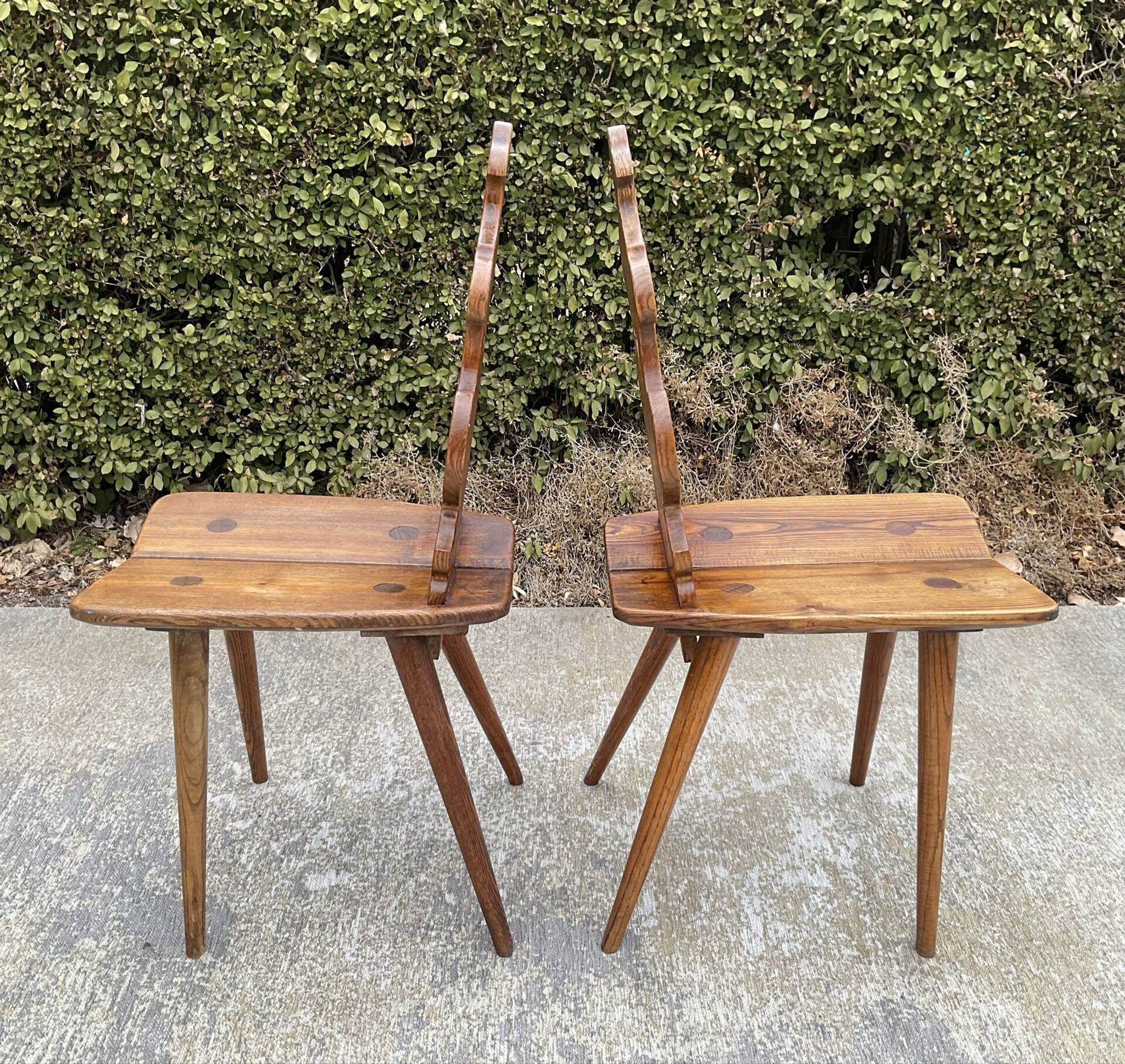Pair of vintage Tyrolean chairs in solid wood