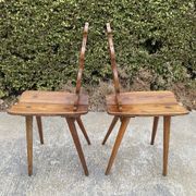 Pair of vintage Tyrolean chairs in solid wood