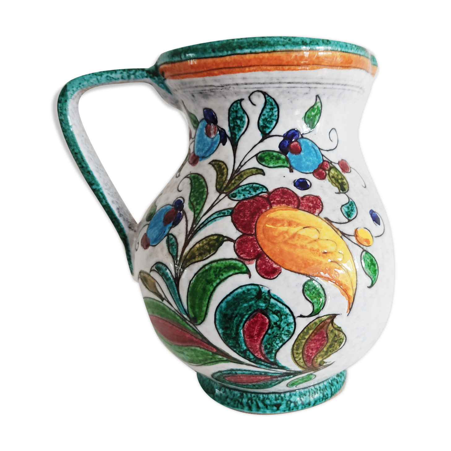 Wine Pitcher Jug Rustic Kitchen Decor Vintage Bulgarian Art Pottery Ceramic Jug Ceramic Water Pitcher