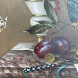 Oil painting, sergei smetanin, still life with marble vase, signed, gilded wood frame, russia