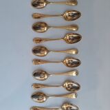 12 spoons of silver metal mocha vermeil model MARLY of Christofle