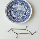 Assiette murale en céramique bleue signée Royal Swan, Angleterre, 1950