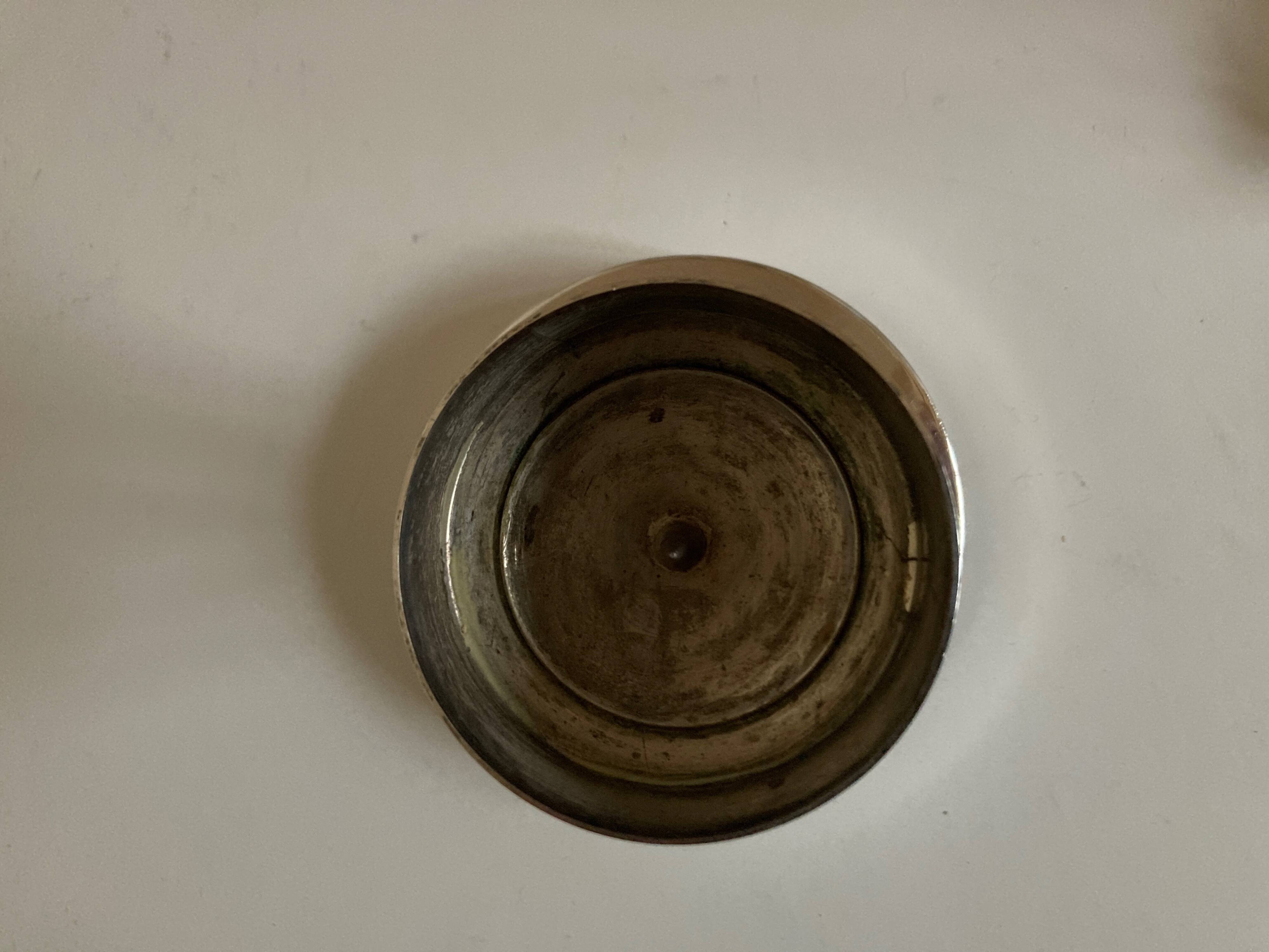 Tulip footed candle holder in silver metal 1970