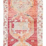 Tapis de couloir vintage à motifs géométriques rouge et orange, 102 x 332 cm