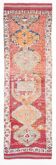 Red & Orange Geometric Pattern Vintage Runner Rug, 102x332Cm