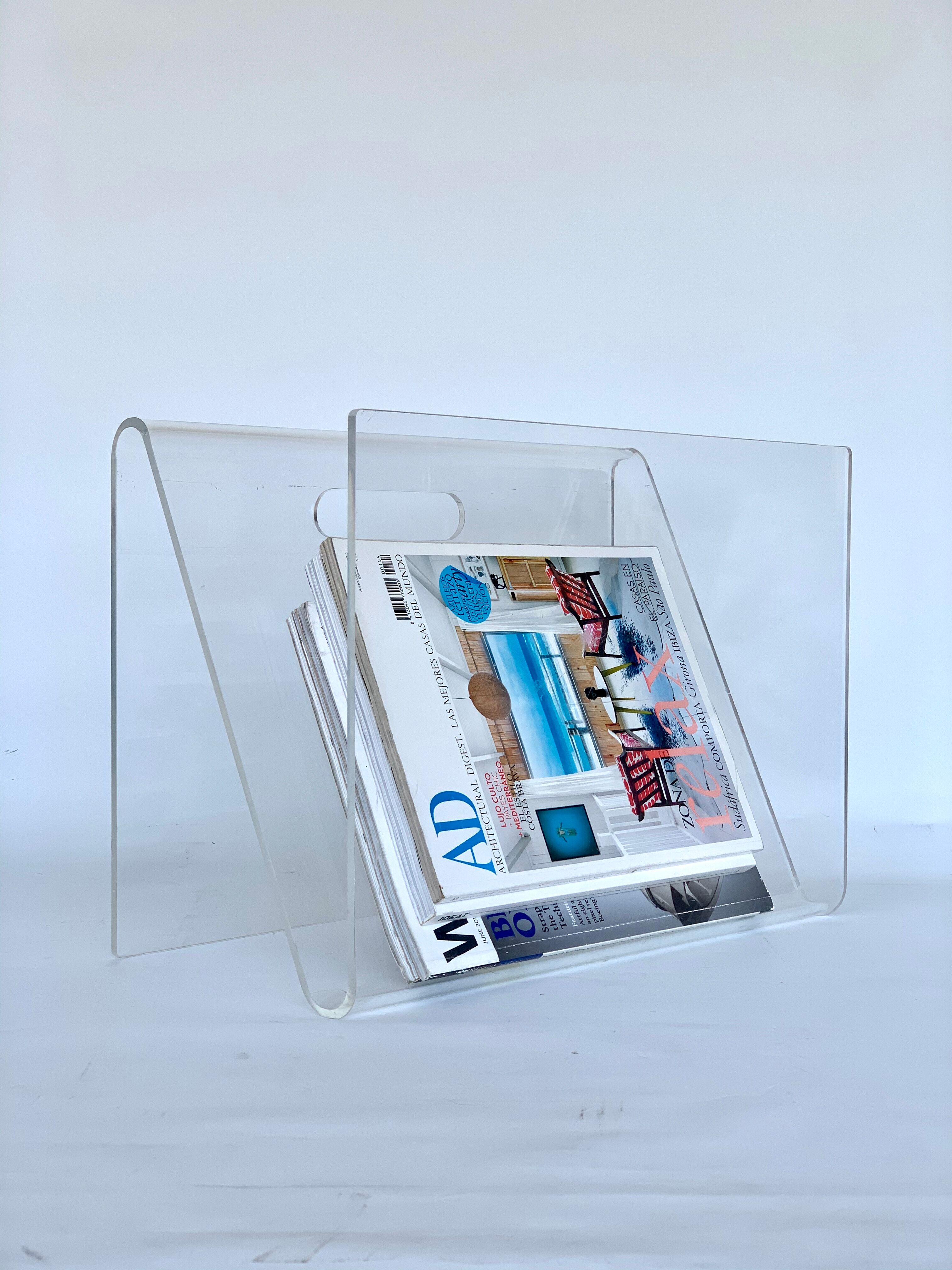 Plexiglas design magazine holders from the 70s