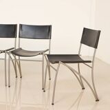 4 Italian black leather chairs from the 80s