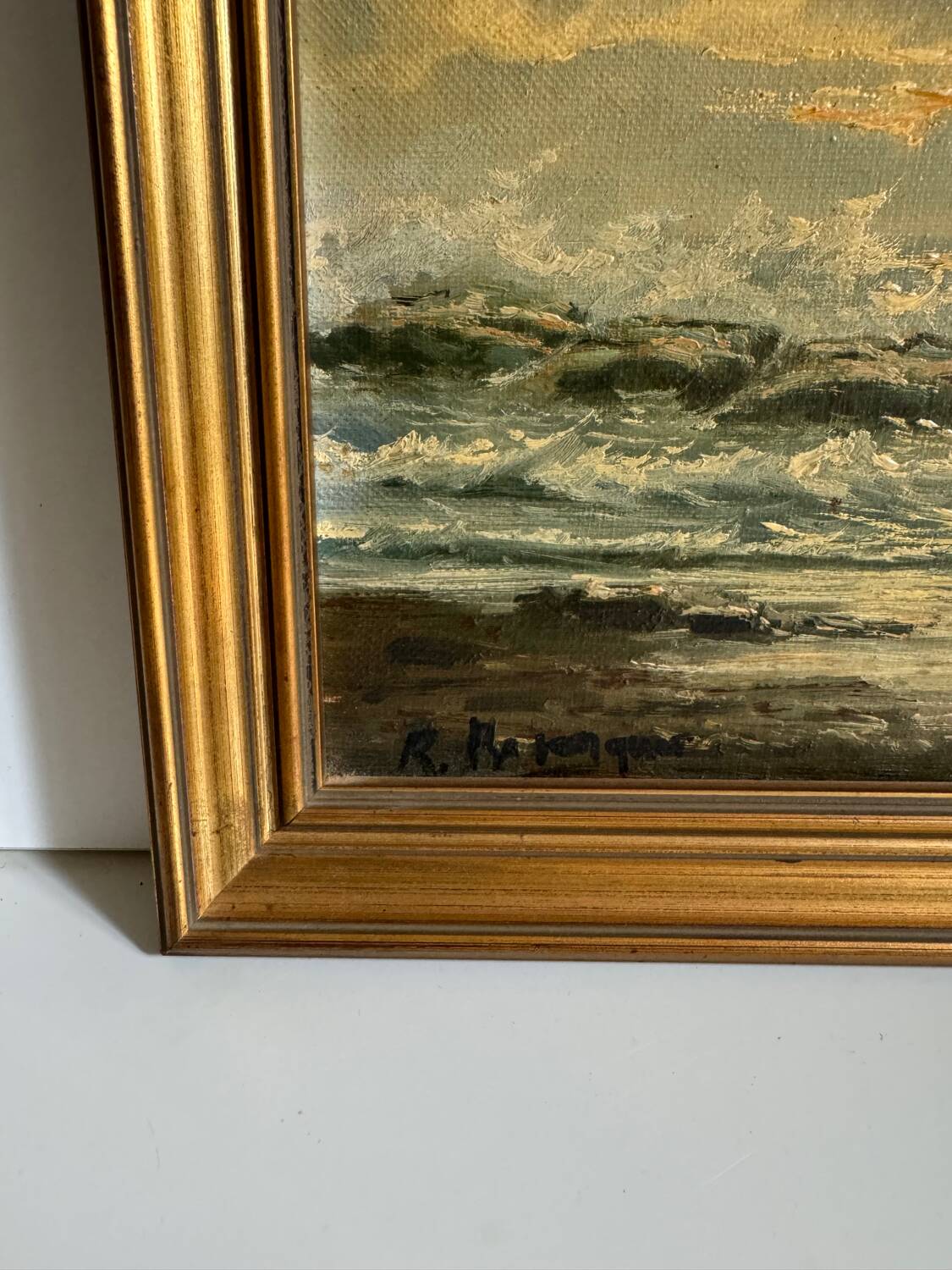 Oil painting on canvas Marine gold frame