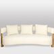 Pair of “bean” shaped armchairs, in blond beech. Contemporary work.