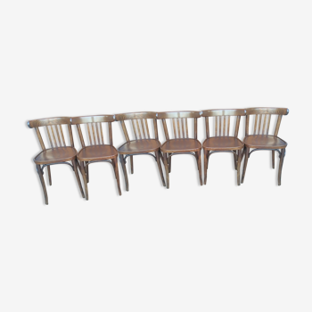 Suite of 6 chairs of Vintage Bistrot 1960s