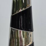 Large vintage silver and black ceramic lamp 120cm