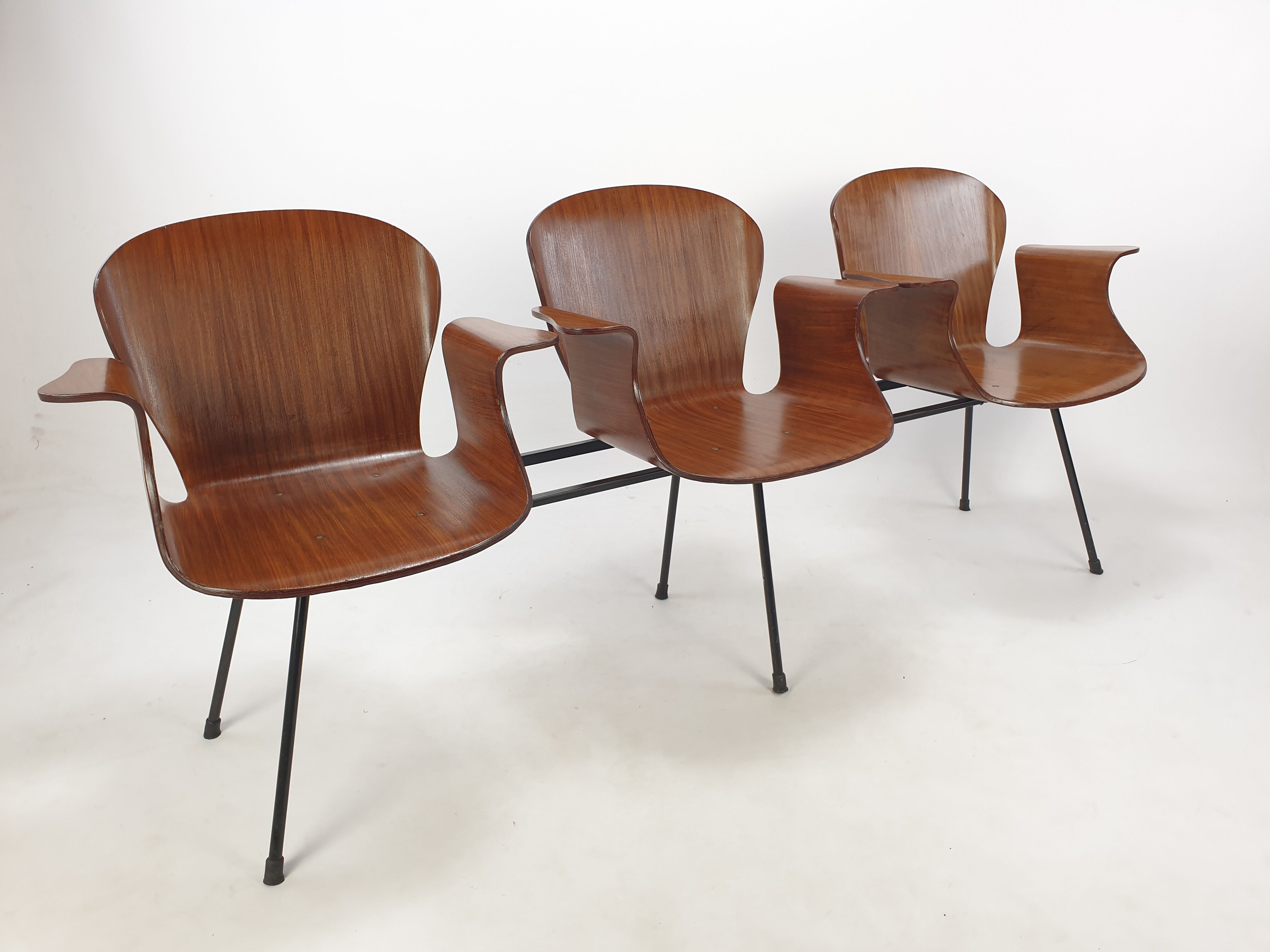 Mid Century Italian 3-seat Bench by Carlo Ratti, 50's
