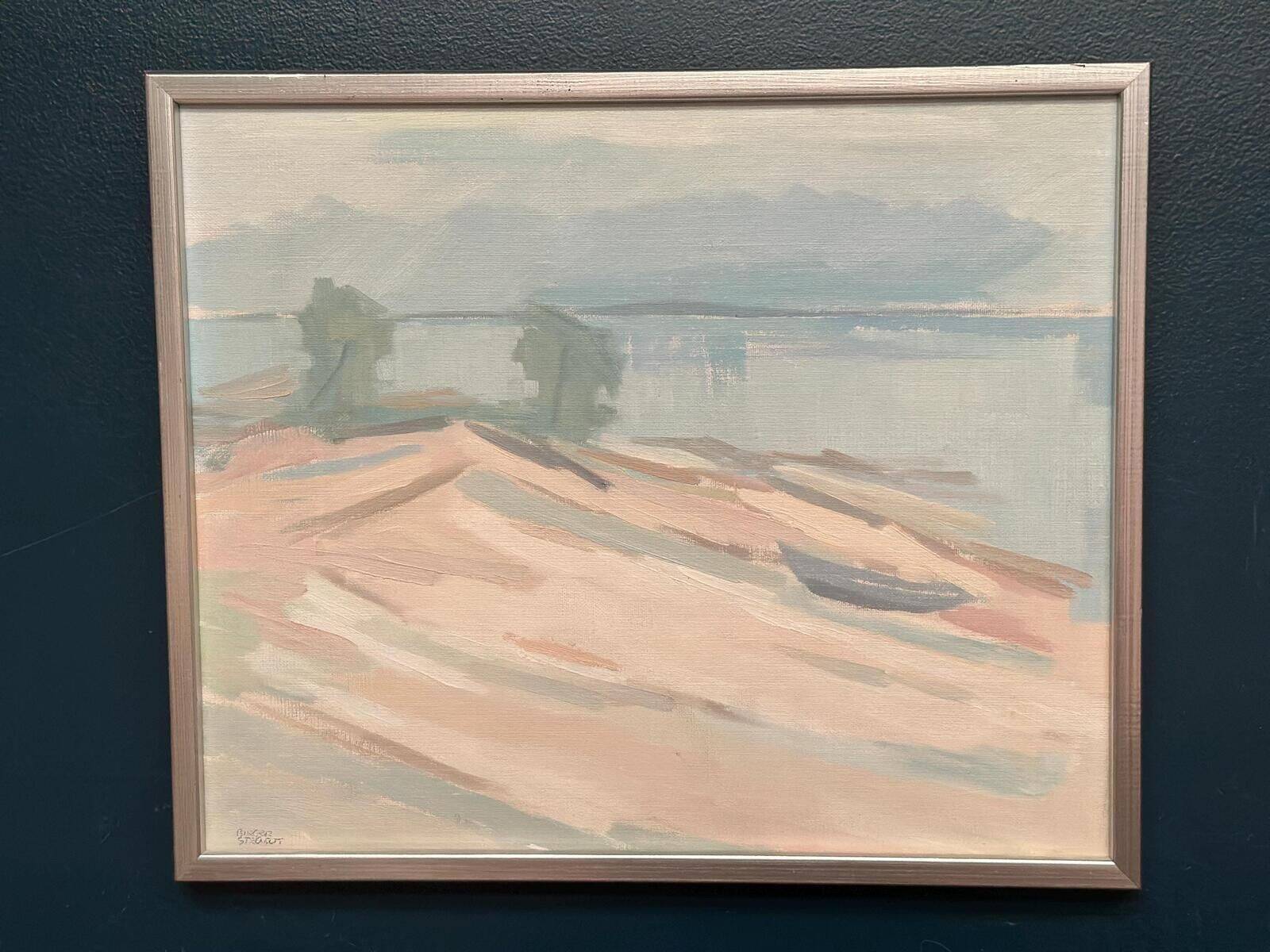 Original Swedish Oil On Canvas – “Coastal Serenity” – Signed – Vintage & Framed – 48 × 40 Cm