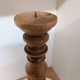 Turned wooden candlestick