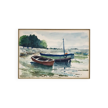 Watercolor Louis PARRENS 1904-1993.Lesconil