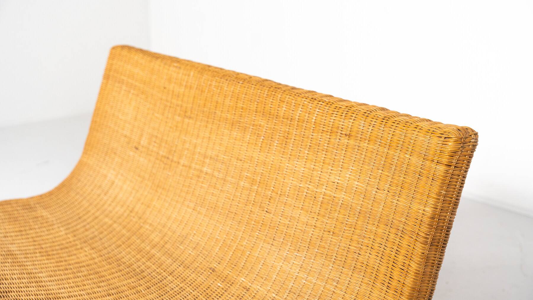 Mid-Century Modern Wicker Bench, Italy, 1970s