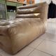Vintage camel leather lounge chair, patinated, 1970s, Togo spirit.