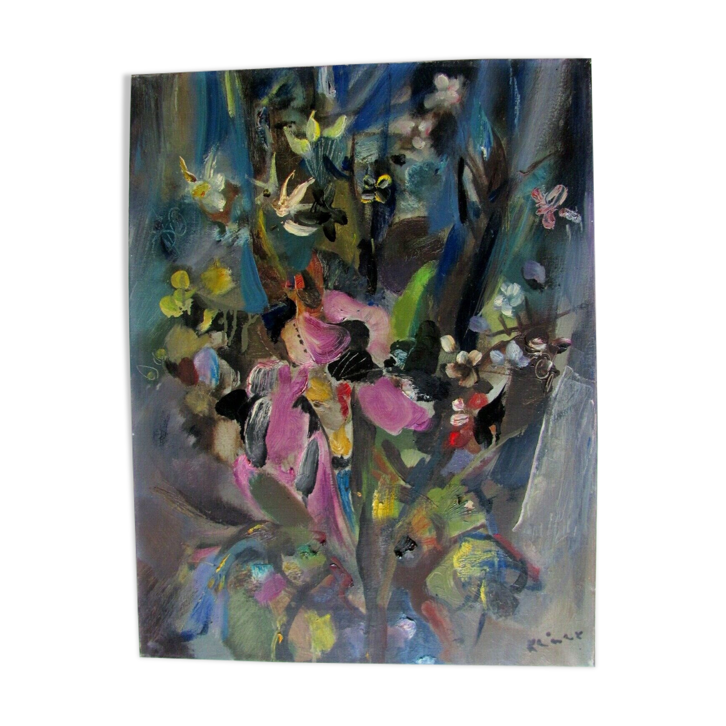 Painting - Field of flowers: orchid and wildflowers