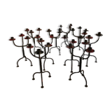1 set of 10 candle holders 3 branches in wrought iron