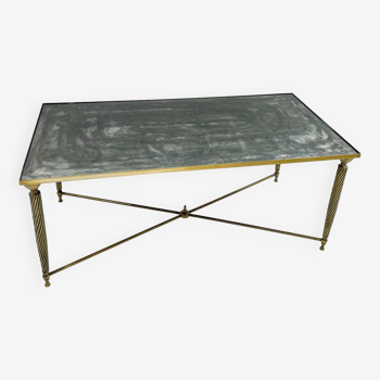 Mid-Century Modern Coffee Table, Glass and Brass