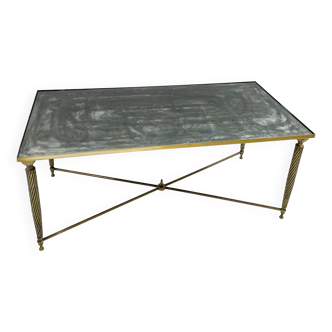 Mid-Century Modern Coffee Table, Glass and Brass