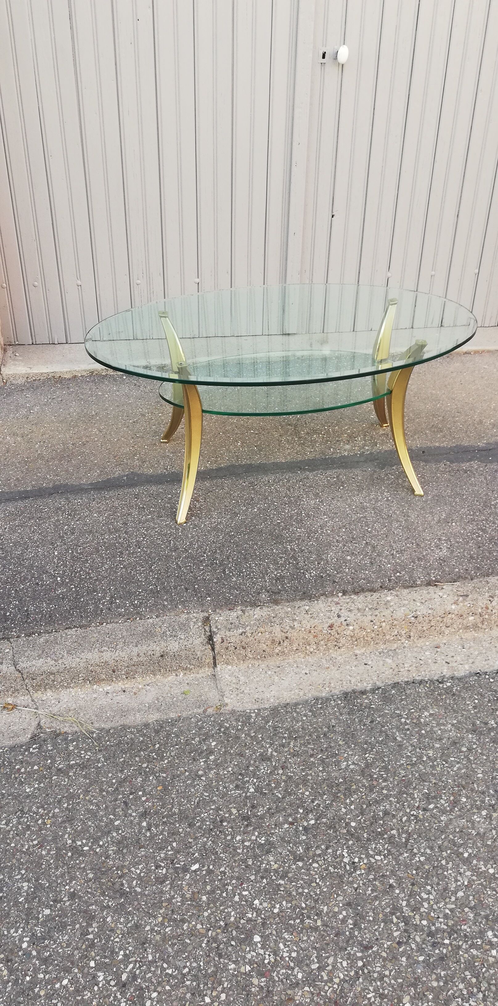 Vintage bronze and glass coffee table
