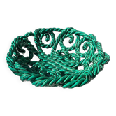 Large twisted green enamelled bowl