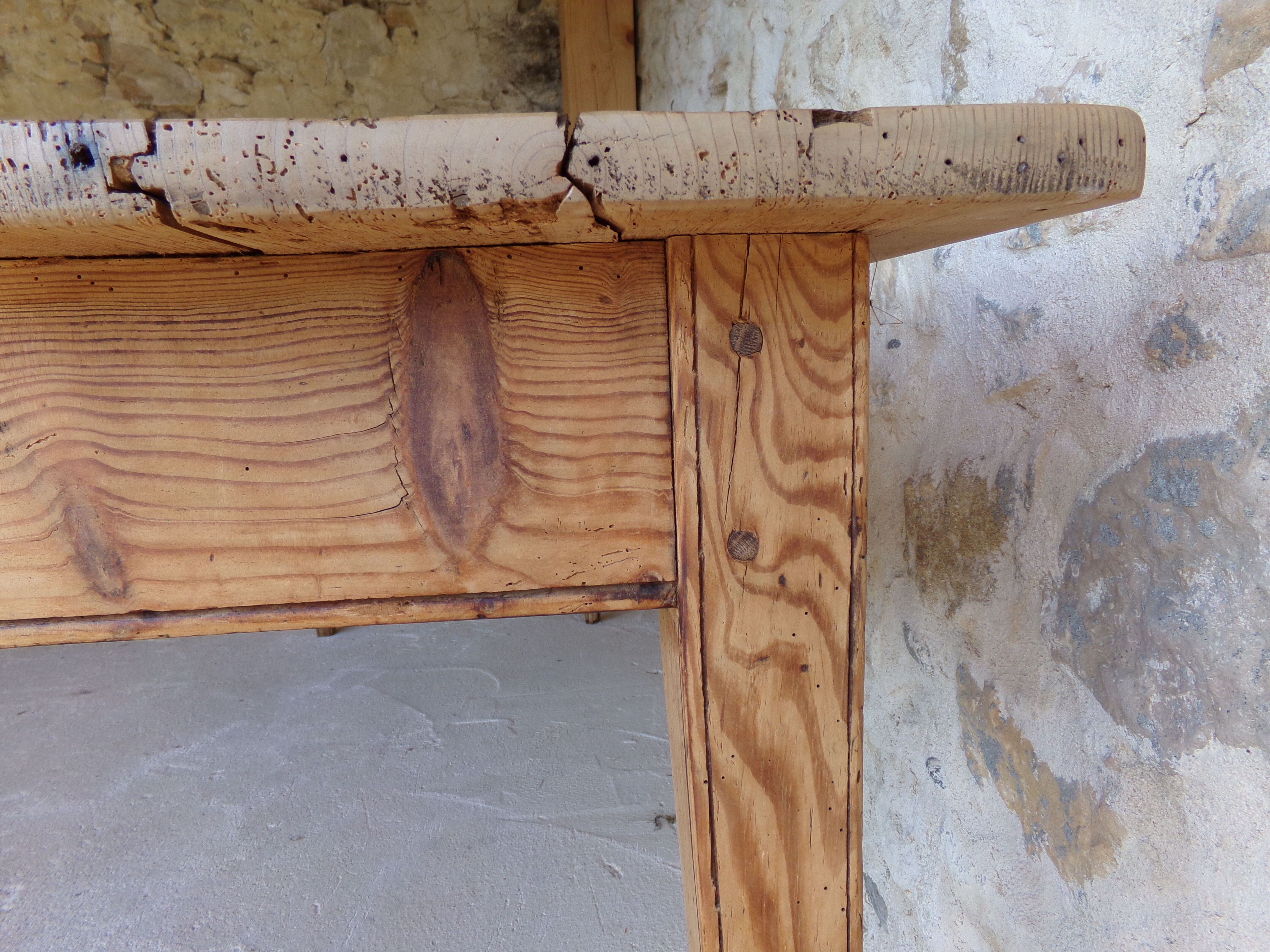Farmhouse table in raw wood