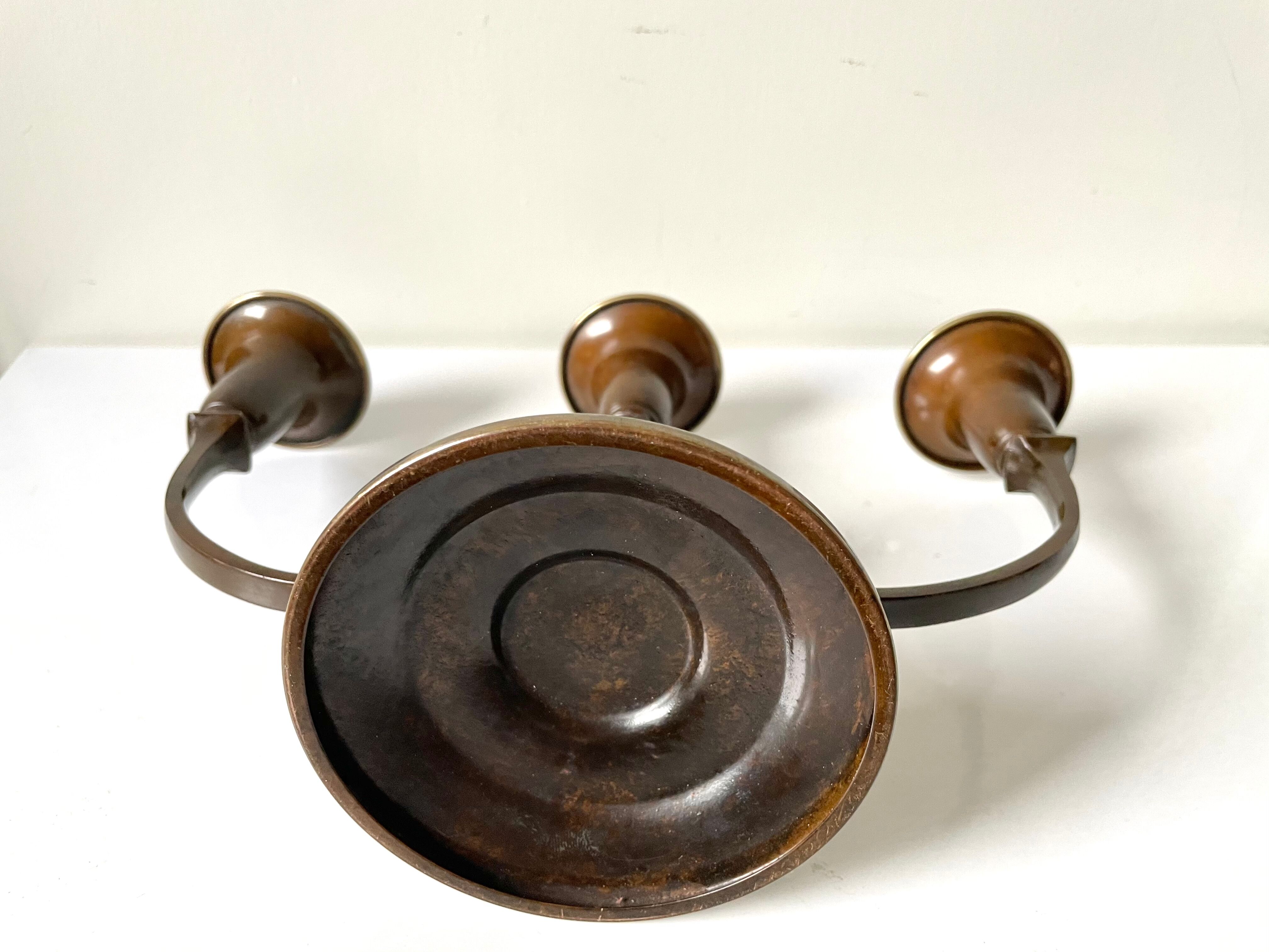 Art Deco Swedish Grace  candleholder in Varnish Verdigris Brass