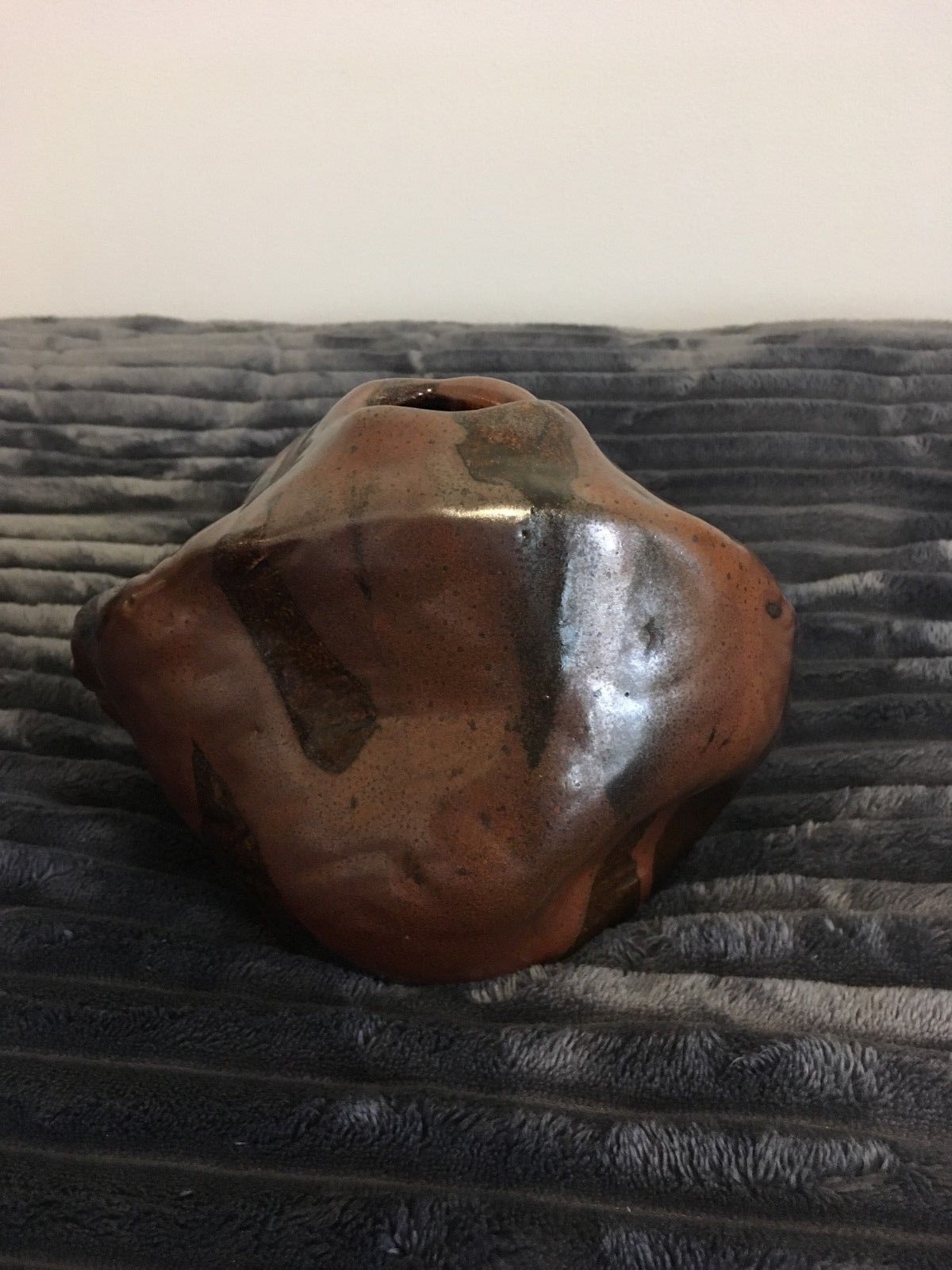 Vase ball enamelled pottery of artist's signature terminal