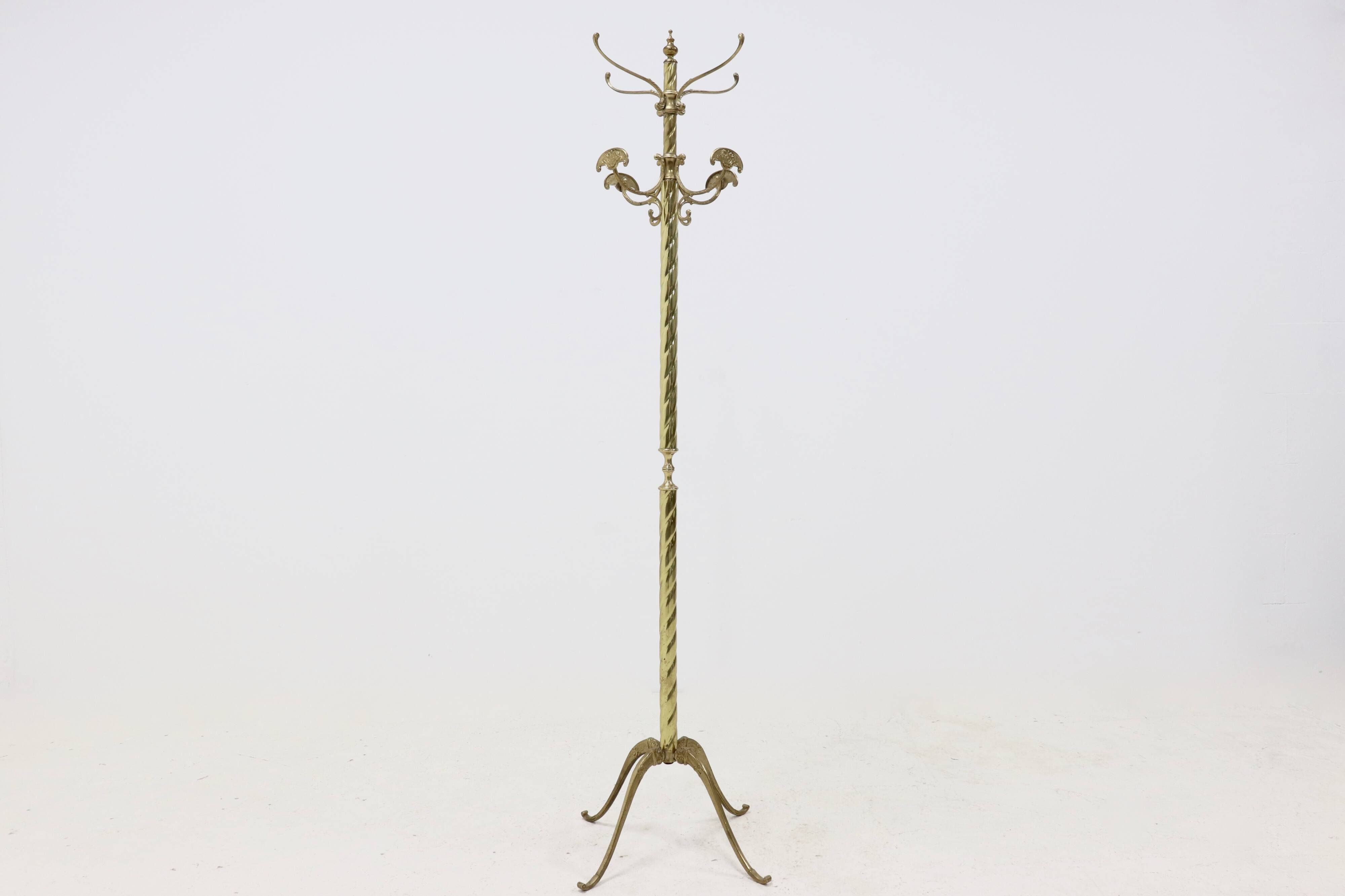 Italian Free Standing Solid Brass Coat Rack 1950s