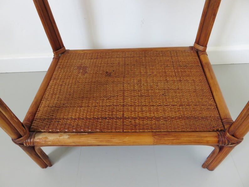 Pair of rattan and bamboo bedside tables 1970s