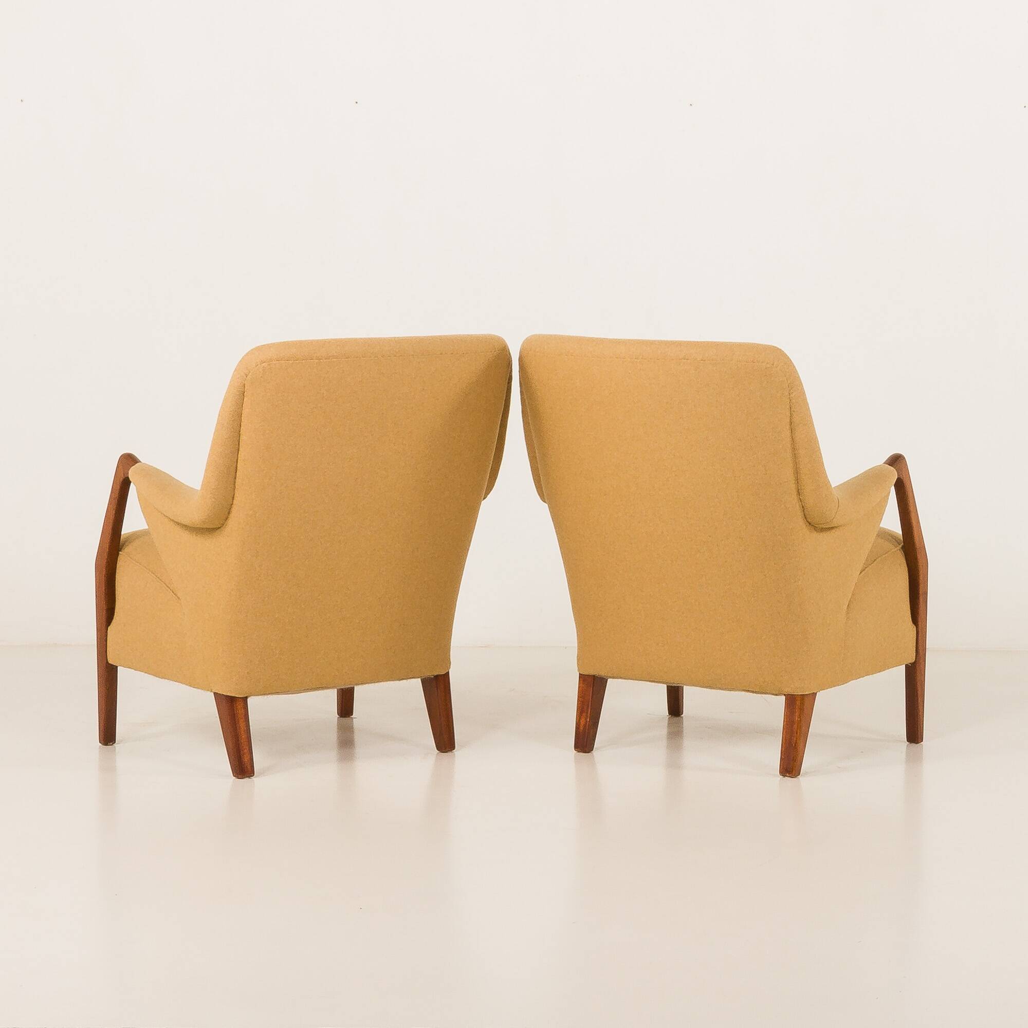 Scandinavian mid century lounge chairs in teak and wool, set of 2, 1960s