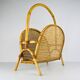 Vintage bamboo and Vienna straw magazine rack, 1960s.