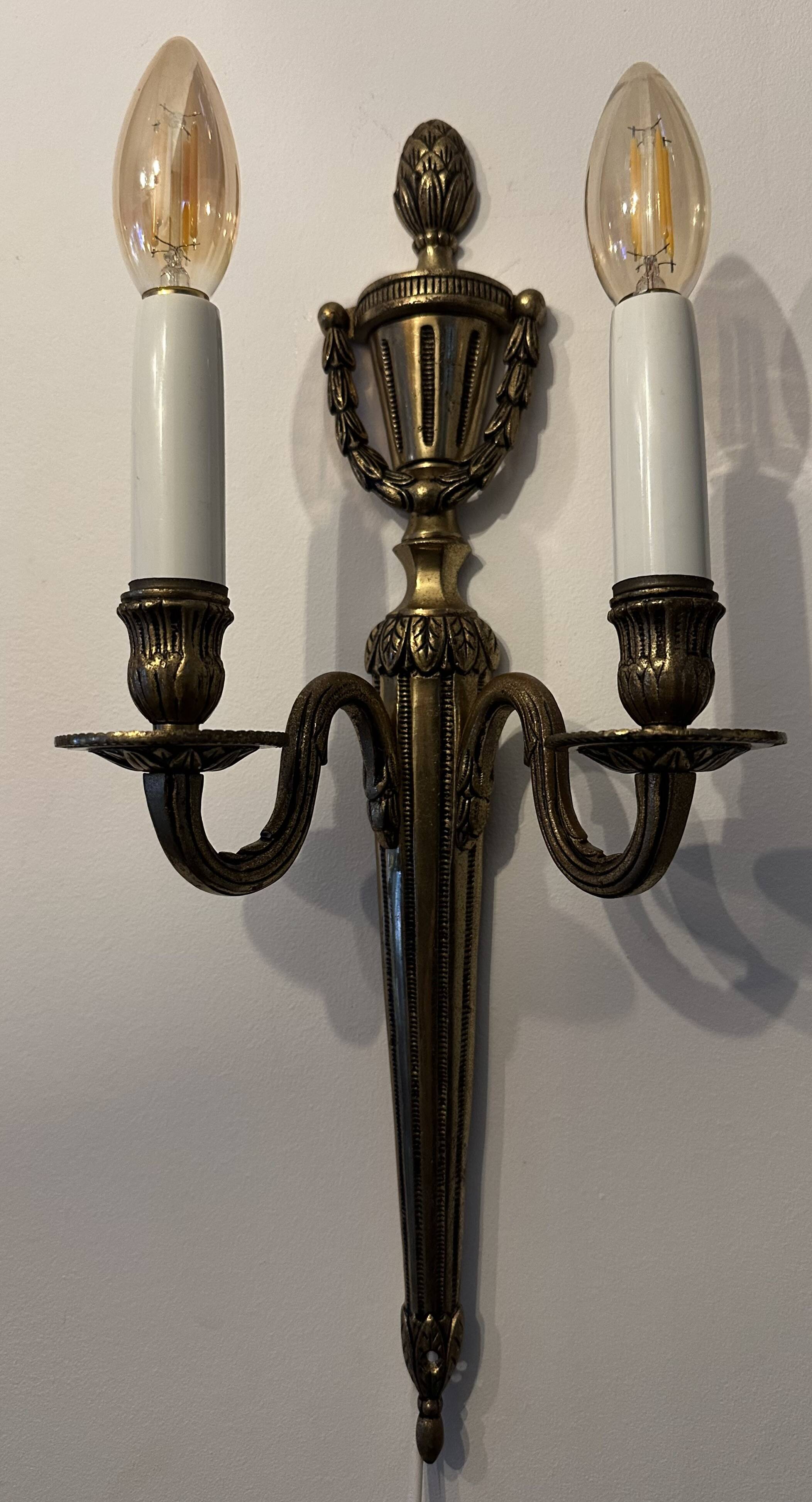 Pair of mid-19th century brass tassel sconces