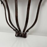 Small wall console Wrought iron trompe l'oeil stitched saddle leather