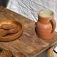 Salad server or large oval split teak spoon. L18 D8.5