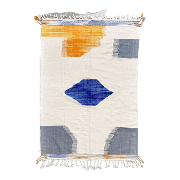 Kilim berber Moroccan ecru with colorful patterns 330x220cm