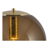 Large smoked glass ball pendant by Limburg with brass, Germany, 1970s.