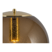 Large smoked glass ball pendant by Limburg with brass, Germany, 1970s.