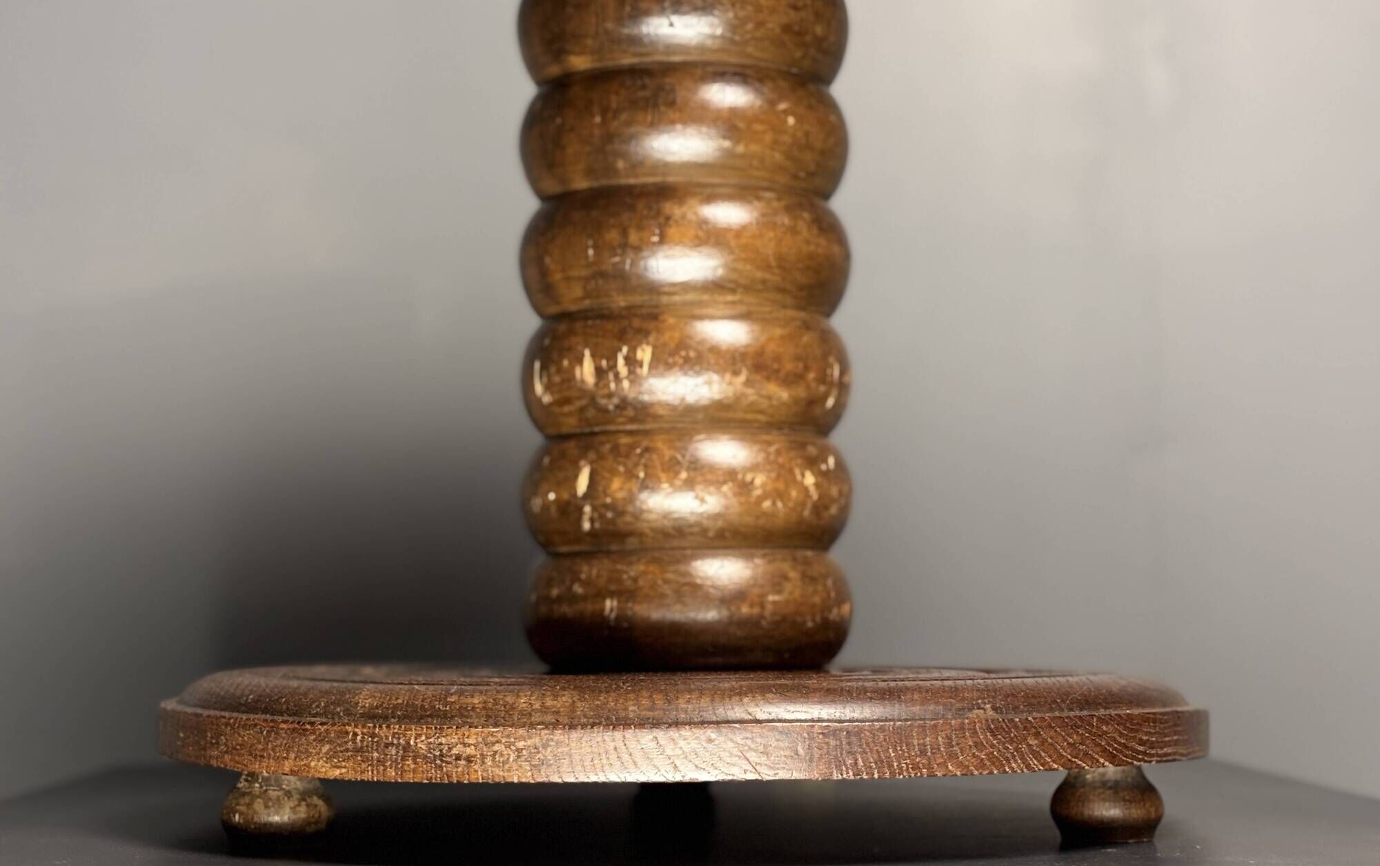 Chunky low wood turned side table in the style of Charles Dudouyt, 1950s