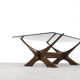 Table basse scandinave en noyer Condoren verre Örebro, années 1960
