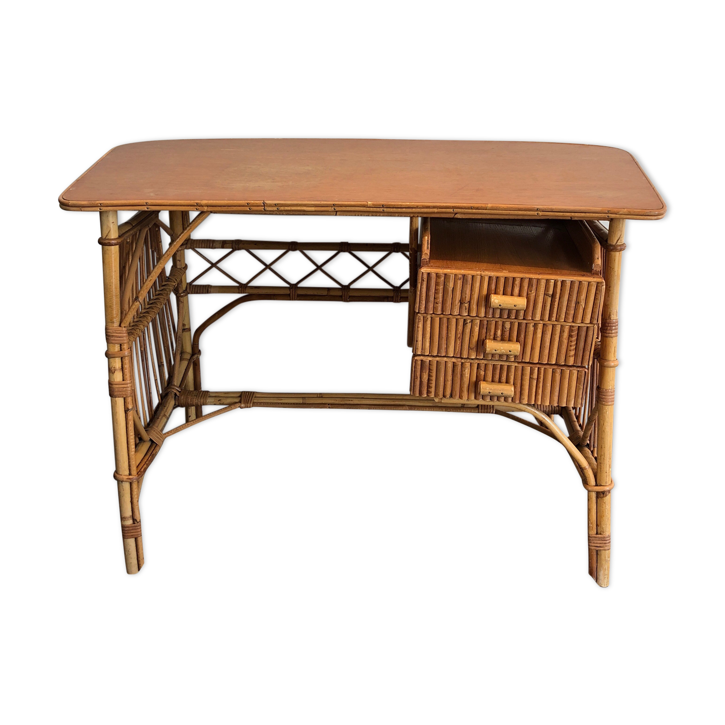 Rattan desk around 1970