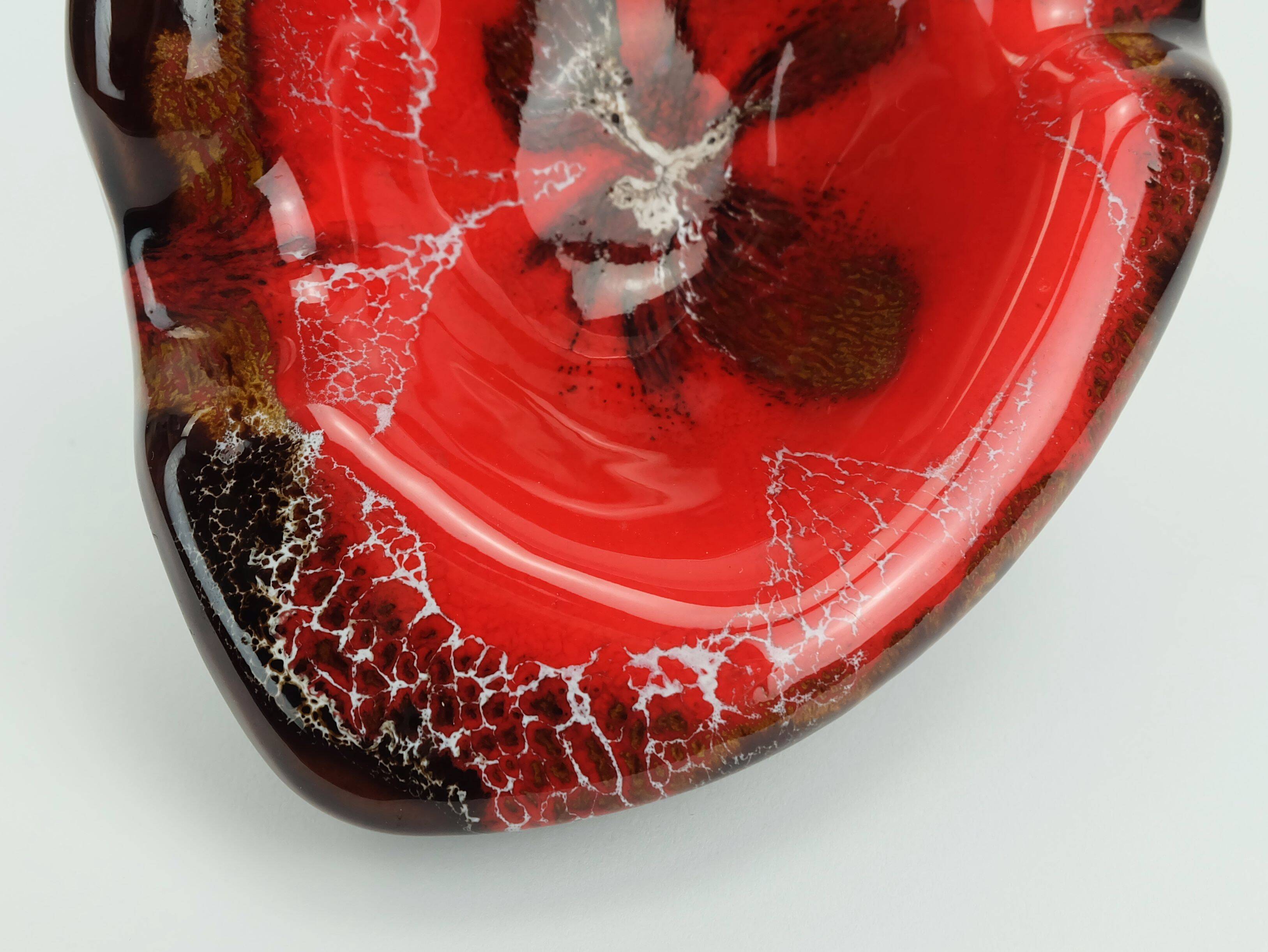 French mid century vintage ceramic bowl vallauris drip glaze organic shape