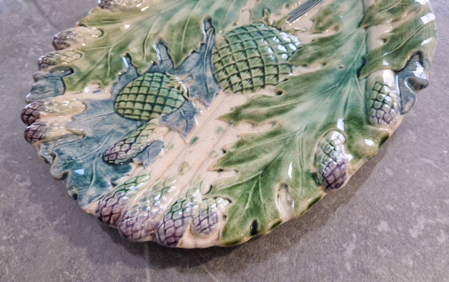 Asparagus and artichoke barbotine dish from France circa 1890