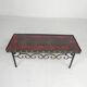 Brutalist mid-century tiled table, with 10 tiles and steel frame, 1960s.