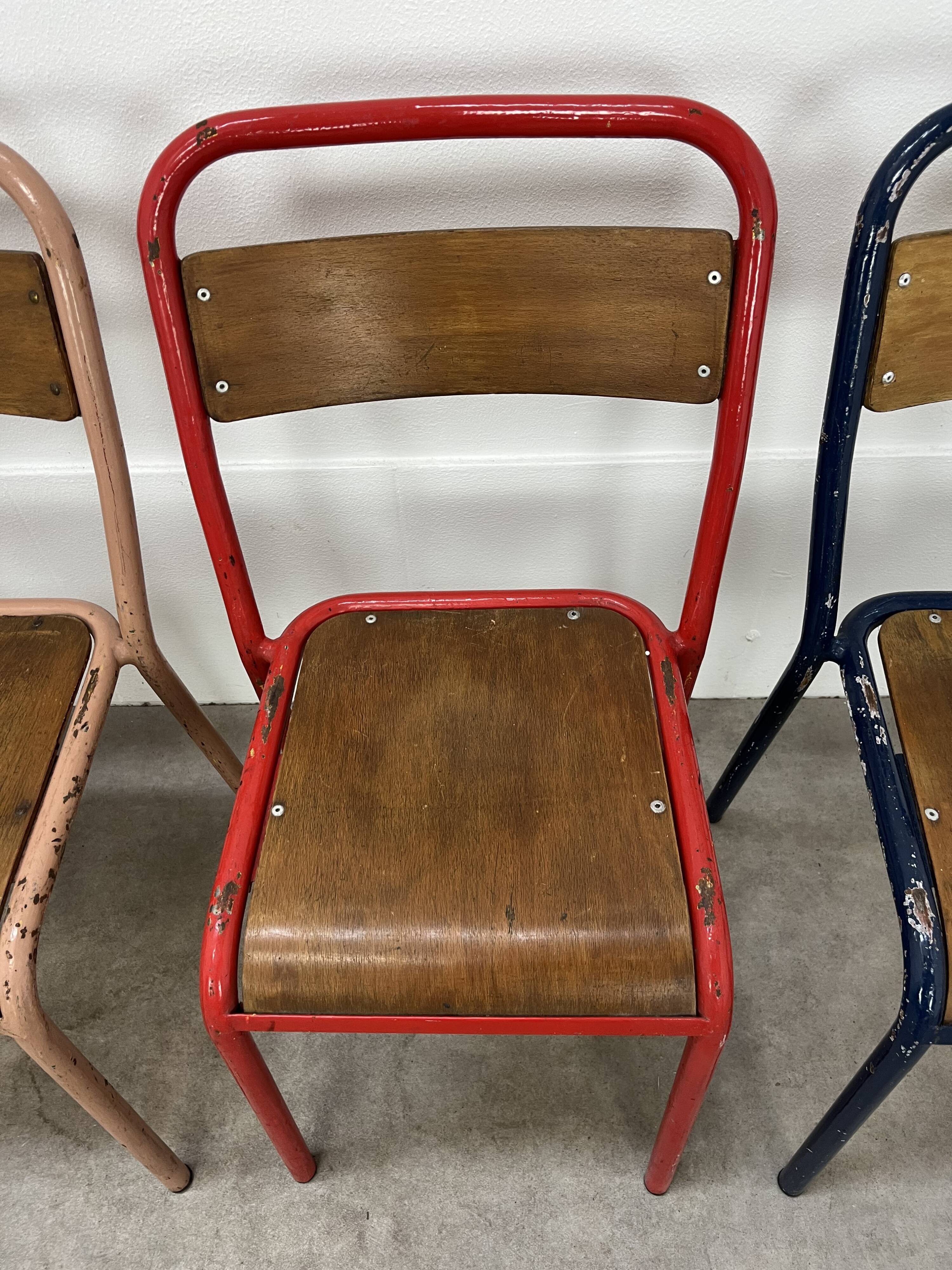 5 industrial style metal chairs, vintage