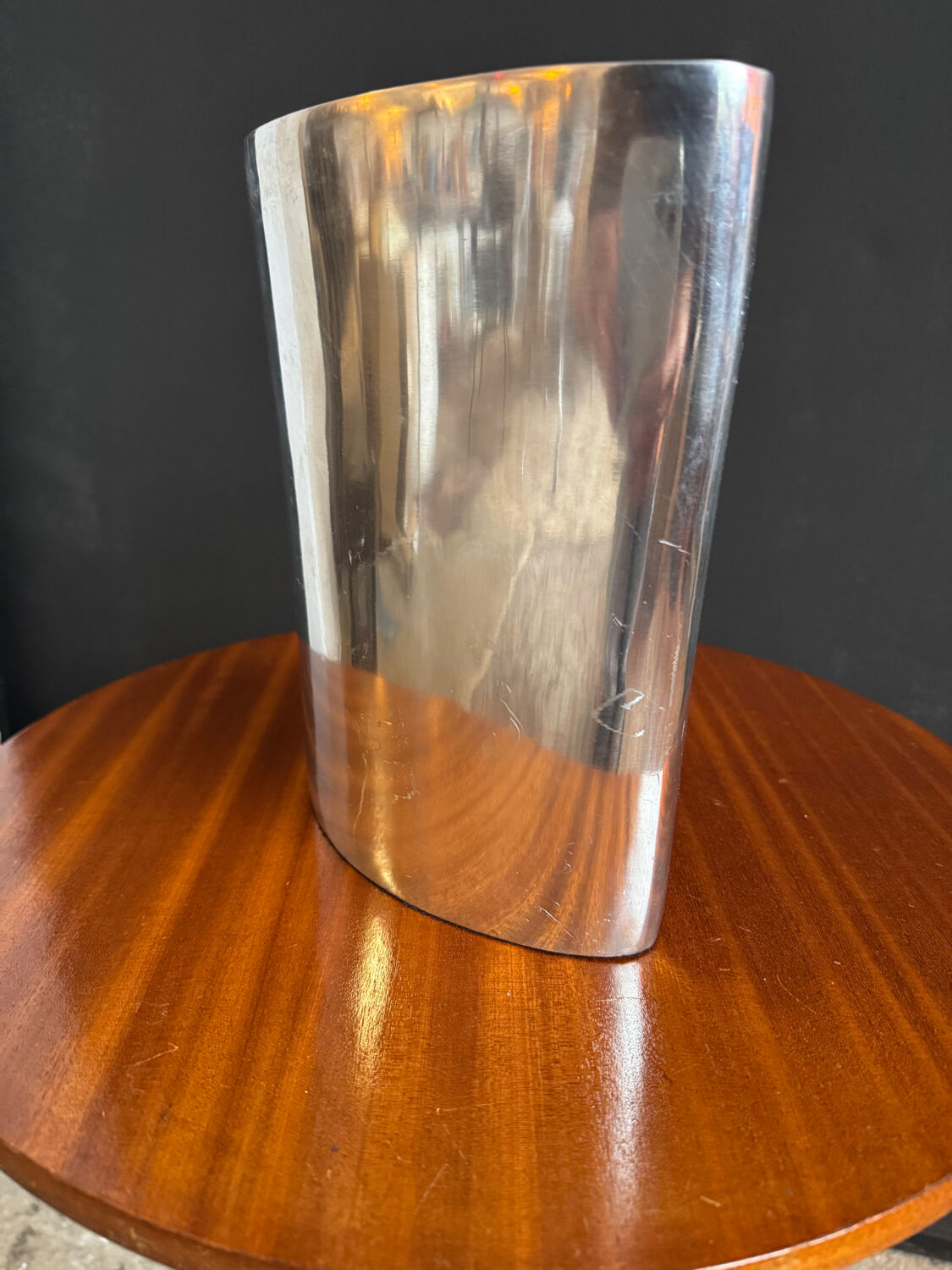 Brushed aluminium vase from the 1980s.